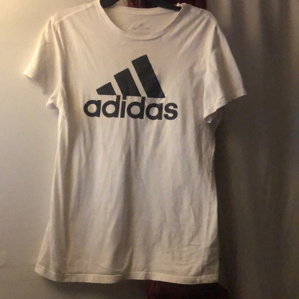white adidas tee